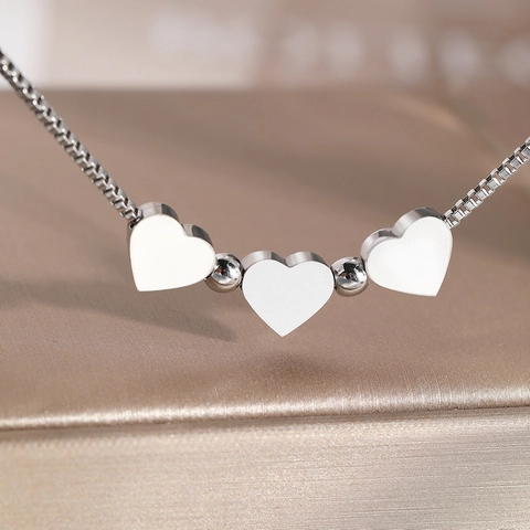 Stainless Steel Bracelet Heart Pendant Adjustable Box Chain Simple Elegant Jewelry For Women