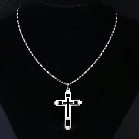 Collana Con Pendente A Croce Cava Acciaio Inossidabile Hip Hop Punk Gioielli Geometrici Per Uomini Donne