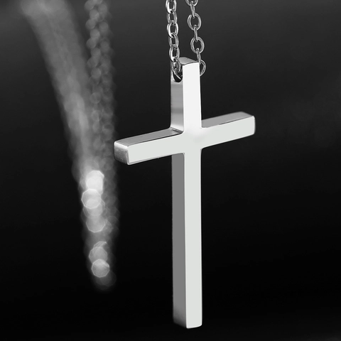 Minimalistische Kruis Hanger Ketting Gepolijst Roestvrij Staal Religieuze Sieraden Voor Heren En Dames Mode