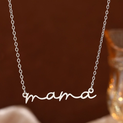 Mama Letter Hanger Ketting Roestvrij Staal Cursief Schrift Verstelbare Ketting Minimalistische Sieraden Cadeau