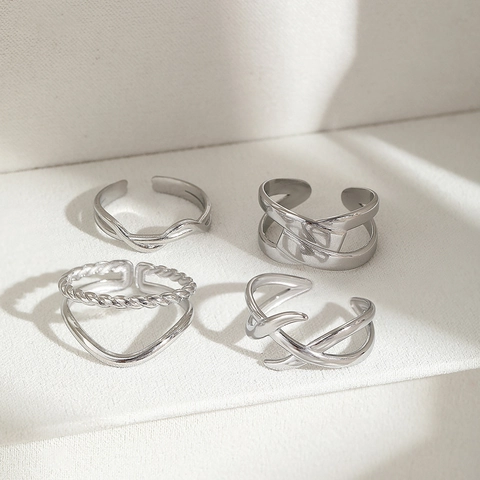 Minimalist Stainless Steel Adjustable Open Rings Geometric Jewelry Collection For Men And Women