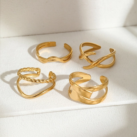 Minimalist Stainless Steel Adjustable Open Rings Geometric Jewelry Collection For Men And Women