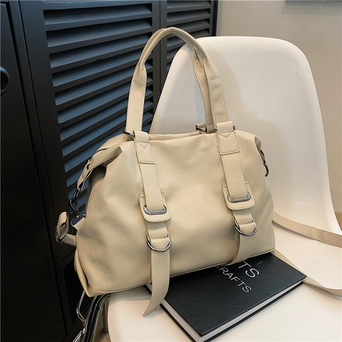 Borsa Tote da Donna in Pelle PU di Grande Capacità Borsa a Tracolla Vintage Con Tracolla Regolabile per Ufficio