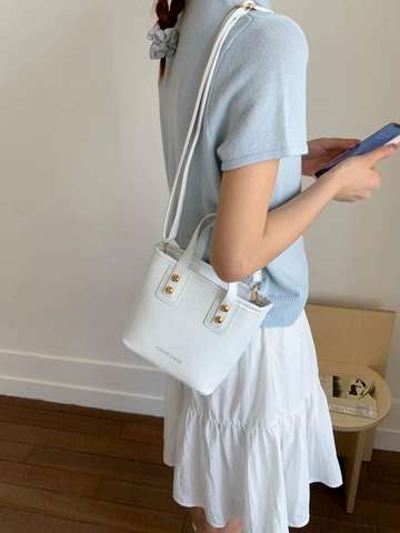 Bolso de Hombro de Moda para Mujer Cuero PU Pequeño Cuadrado Vintage Bandolera Con Remaches Dorados Versátil Color Sólido Diario