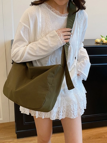 Large Capacity Crossbody Bag Minimalist Solid Color Composite Fabric Adjustable Strap Shoulder Hobo Bag For Women Daily