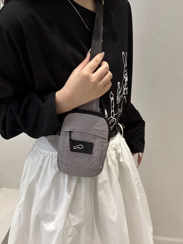 Borsa A Tracolla Minimalista In Nylon Leggero Tessuto Increspato Cinturino Regolabile Streetwear Borsa Spalla Porta Cellulare