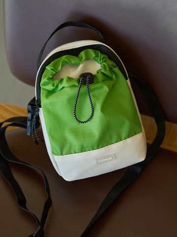 Bolso Cubo de Nylon de Colores para Mujer Cordón de Ajuste Bolso Bandolera Casual Ligero Bolso Pequeño de Almacenamiento