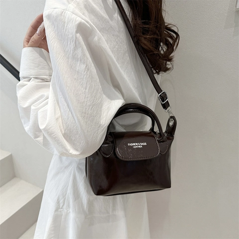 Bolso Bandolera de Mujer de Cuero PU de Moda Bolso Dumpling Bolso de Mano Mini Bolso de Hombro de Nicho Daily Travel Lady Purse