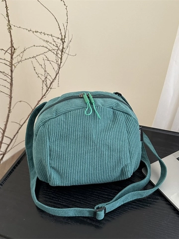 Bolso Bandolera de Pana Vintage para Mujer Bolso de Hombro Casual de Media Luna Color Sólido de Pana para Uso Diario