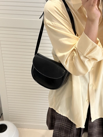 Bolso Bandolera de Sillín de Cuero PU Minimalista para Mujer Estilo Urbano Simple Color Sólido Bolso de Hombro Con Correa Ajustable Moda Diaria Messenger Bag