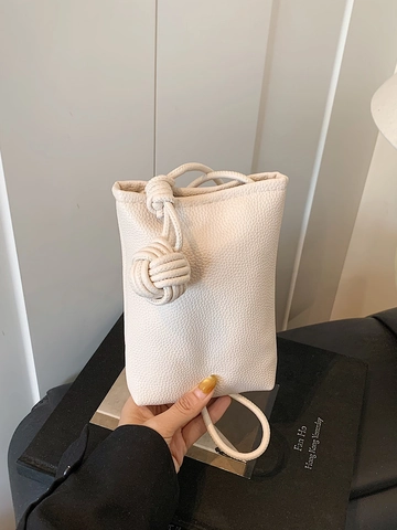 Mini Borsa A Tracolla Borsa Per Cellulare Pelle PU Texture Litchi Decorazione Nodo Palla Intrecciata Fibbia Magnetica Donne