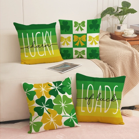 Federe Per Cuscini San Patrizio Misto Lino Trifoglio Motivo Fortuna Federe Per Cuscini Decorazione Divano Casa