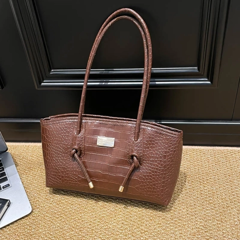 Borsa Tote Donna Coccodrillo Trapuntata Pelle PU Manico A Nodo Borsa A Spalla Elegante Grande Capacità Versatile Ufficio