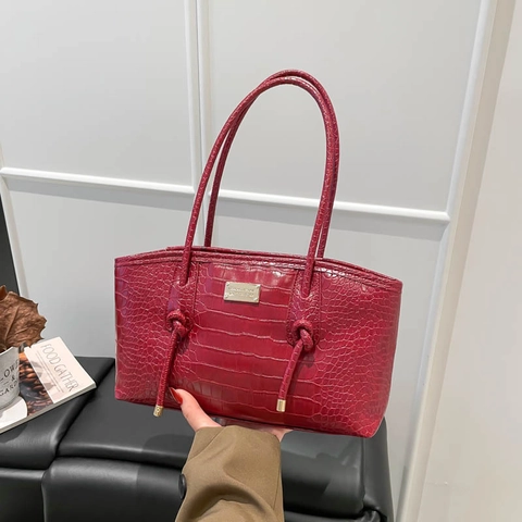 Bolso Tote de Gran Capacidad para Mujer con Patrón de Cocodrilo Acolchado Cuero PU Bolso de Hombro Moda Diaria Regalo