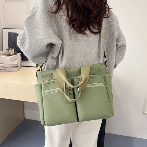 Bolso de Mano de Nailon de Gran Capacidad para Mujer con Múltiples Bolsillos Bolso de Hombro Casual Correa Ajustable