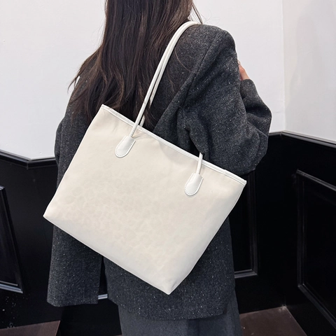 Leopard Print Tote Bag Women Large Capacity PU Leather Vintage Korean Style Shoulder Bag Retro Versatile Handbag