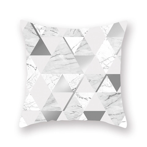 Geometric Cushion Cover Silver Grey Peach Skin Square Decorative Pillowcase For Sofa Home Car Office Decor