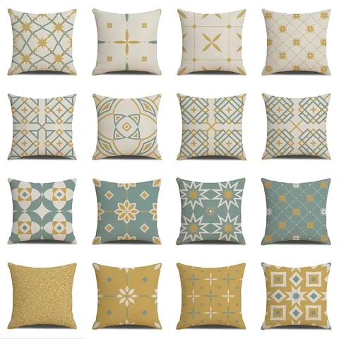 Geometric Nordic Pillow Cover Linen Blend Modern Abstract Square Cushion Case For Home Sofa Couch Decor