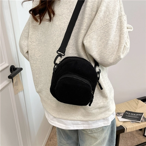 Borsa a Tracolla in Velluto a Coste da Donna Semplice Casual con Tracolla Regolabile Borsa a Tracolla Piccola Quadrata