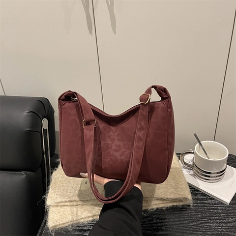 Borsa Hobo Leopardata Da Donna In Camoscio Feltro Grande Capacità Borsa A Spalla E Tracolla Da Pendolare