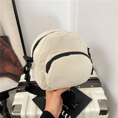 Borsa a Tracolla in Velluto a Coste da Donna Semplice Casual con Tracolla Regolabile Borsa a Tracolla Piccola Quadrata