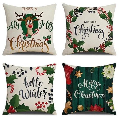 Federe Per Cuscini Di Natale Lino Stampa Renna Alce Federe Decorative Per Divano Soggiorno Decorazione Invernale