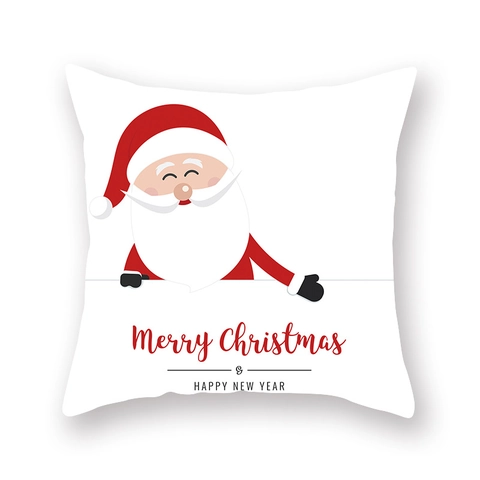 Christmas Peach Skin Pillowcase Cartoon Santa Claus Snowman Reindeer Pattern Decorative Cushion Cover For Home Sofa Holiday Party Decoration