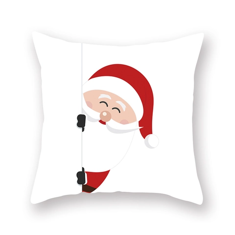 Christmas Peach Skin Pillowcase Cartoon Santa Claus Snowman Reindeer Pattern Decorative Cushion Cover For Home Sofa Holiday Party Decoration