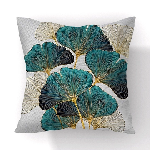 Fodera Per Cuscino Moderna Con Motivo A Foglie Di Ginkgo In Peluche Corto Decorativa Per Divano Soggiorno Stile Nordico