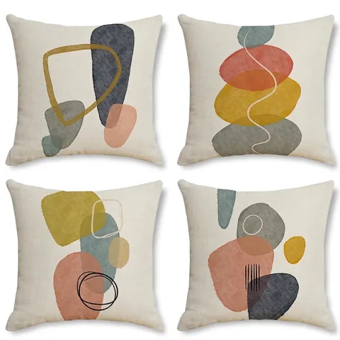 Abstract Geometric Linen Decorative Pillow Cover Modern Nordic Cushion Case For Sofa Bed Living Room Home Decor