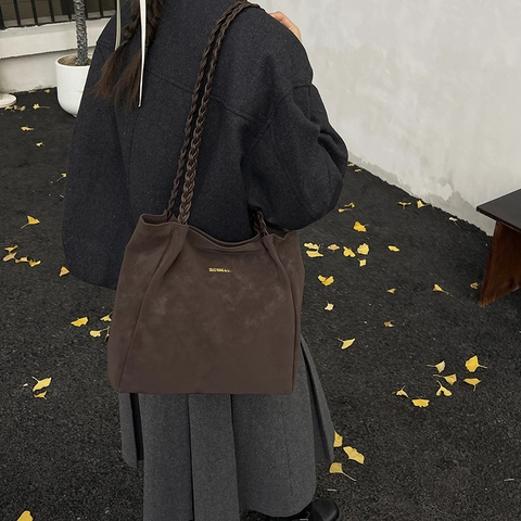 Borsa Tote Grande Capacità Per Donna Pelle PU Con Tracolla Intrecciata Casual Semplice Commute Moda Borsa A Mano