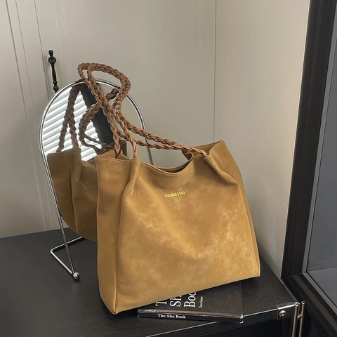Borsa Tote Grande Capacità Per Donna Pelle PU Con Tracolla Intrecciata Casual Semplice Commute Moda Borsa A Mano
