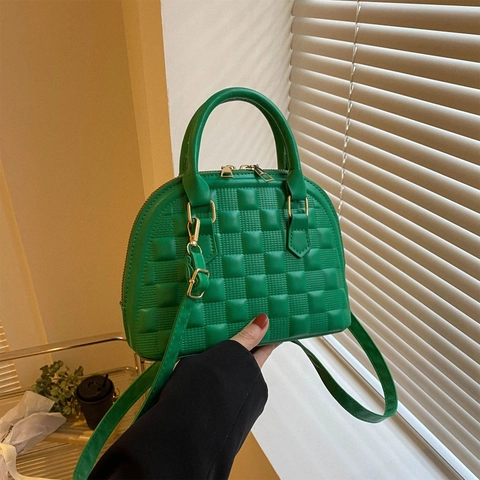 Sac À Main Coquille Pour Femmes Motif Damier Gaufré Cuir PU Sac À Bandoulière Avec Bandoulière Amovible Réglable Élégant