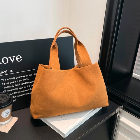 Damen Große Kapazität Tragetasche Stoff Wildleder Gefühl Pendler Lässig Eimer Stil Schultertasche Mode Vielseitige Handtasche