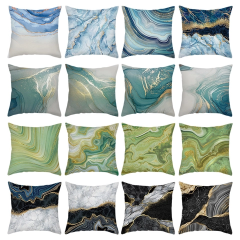 Dekorative Kissenhülle Marmordruck Polyester Modern Kissenbezug Für Sofa Heimdeko Geometrisch Abstrakt
