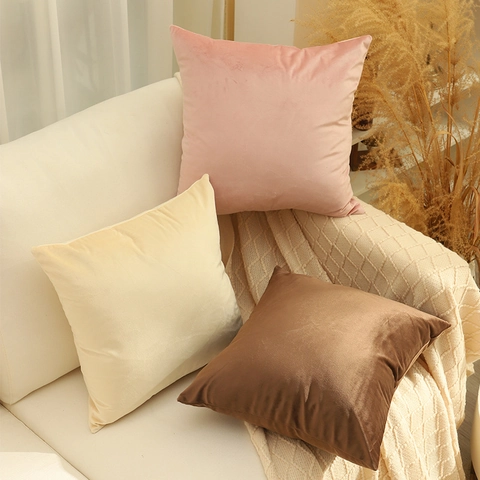 Taie d'Oreiller en Velours Couleur Unie Moderne Minimaliste Housse de Coussin Décorative pour Canapé Chambre Salon