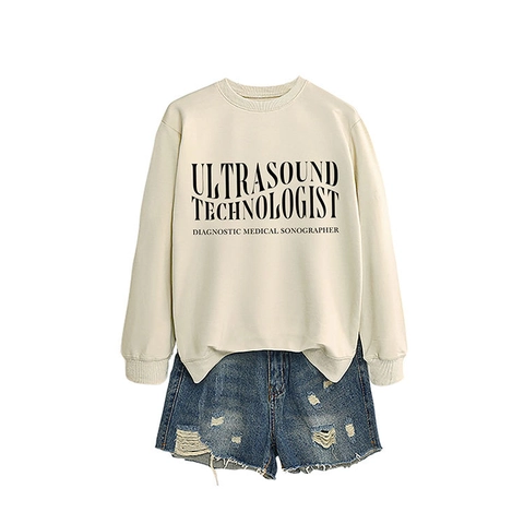 Ultrasound Technologist Sweatshirt Pullover Long Sleeve Crew Neck Cotton Loose Casual Diagnostic Medical Sonographer