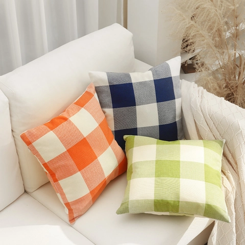 Gingham Kussenslopen Linnen Vierkant Ruitjes Kussenhoes Verborgen Rits Voor Sofa Moderne Farmhouse Woondecoratie