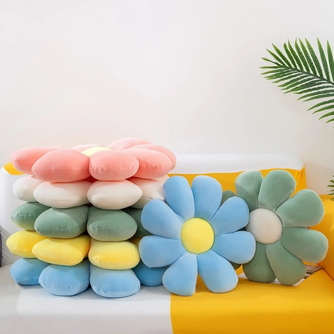 Cojín de Asiento con Forma de Margarita Cojín Decorativo de Peluche Suave Pana Girasol Alfombra de Suelo para Hogar Oficina