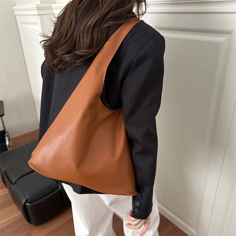 Sac à Épaule Minimaliste en Cuir PU pour Femmes Grande Capacité Sac Fourre-Tout Tendance pour Travail Bureau Voyage Quotidien Sac Hobo