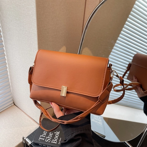 Retro PU Leder Kleine Quadratische Umhängetasche Für Damen Einfache Flip Top Crossbody Tasche Mit Geflochtenem Griff