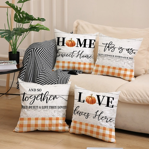 Zachte Korte Pluche Decoratieve Kussensloop Buffalo Ruit Houtnerf Boerderij Stijl Kussenhoes Voor Sofa