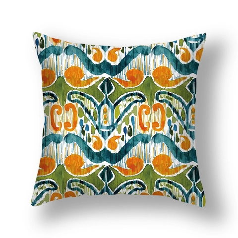 Abstract Watercolor Ethnic Geometric Print Pillowcase Square Short Plush Decorative Cushion Cover For Sofa Living Room