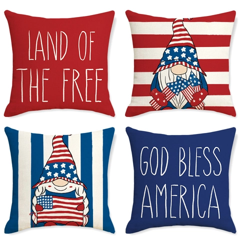 Independence Day Kissenbezug Leinen Amerikanische Flagge Sterne Streifen Patriotische Heimdekoration Sofa Kissenhülle