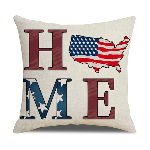 Patriottische Onafhankelijkheidsdag Kussenslopen Linnen Amerikaanse Vlag Sterren Strepen Boerderij Sierkussen Hoes Sofa Decor