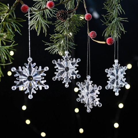 Addobbi Natalizi in Acrilico a Fiocco di Neve Ciondoli Trasparenti per Albero di Natale Decorazione per Feste Invernali