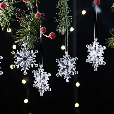 Addobbi Natalizi in Acrilico a Fiocco di Neve Ciondoli Trasparenti per Albero di Natale Decorazione per Feste Invernali
