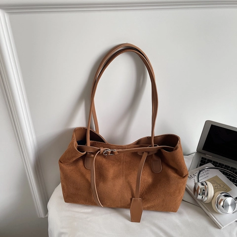 Borsa Tote a Tracolla in PU Vintage di Grande Capacità per Donna Minimalista Smerigliata Borsa Sottoascellare Urban Casual Pendolare