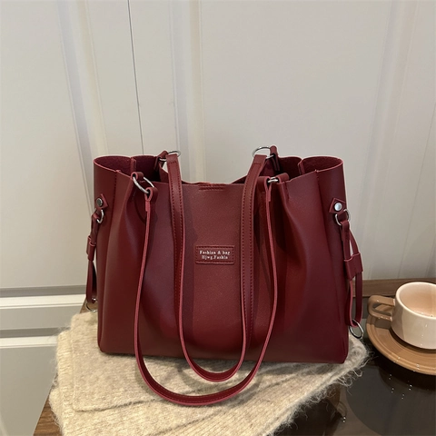 Damen Minimalistische Große Kapazität PU Leder Tote Bag Mode Lässig Pendler Schultertasche Mit Magnetschnalle Täglich Arbeit Handtasche