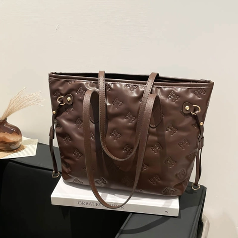 Borsa Tote da Donna Capiente in Pelle PU con Farfalla a Rilievo Stile Coreano Minimalista Borsa a Mano Moda per Pendolari